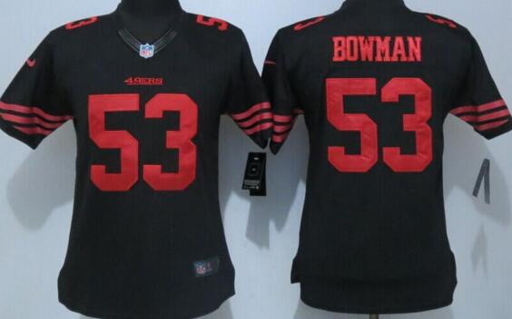 nike San Francisco 49ers 53 Bowman Black women football Jerseys