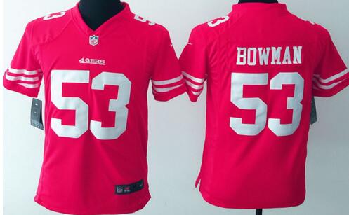 nike San Francisco 49ers 53 Bowman red kids youth football Jerseys