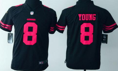 nike San Francisco 49ers 8 Steve Young black kids youth football Jerseys