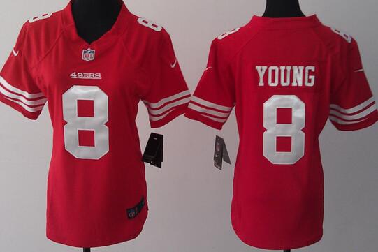 nike San Francisco 49ers 8 Steve Young red women football Jerseys