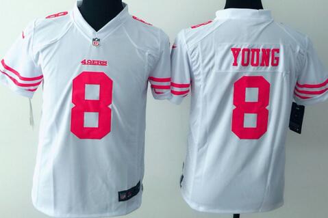 nike San Francisco 49ers 8 Steve Young white kids youth football Jerseys