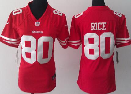 nike San Francisco 49ers 80 Jerry Rice red women football Jerseys