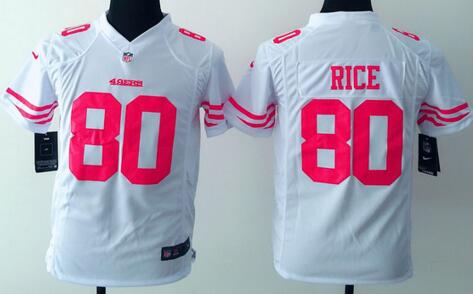 nike San Francisco 49ers 80 Jerry Rice white kids youth football Jerseys
