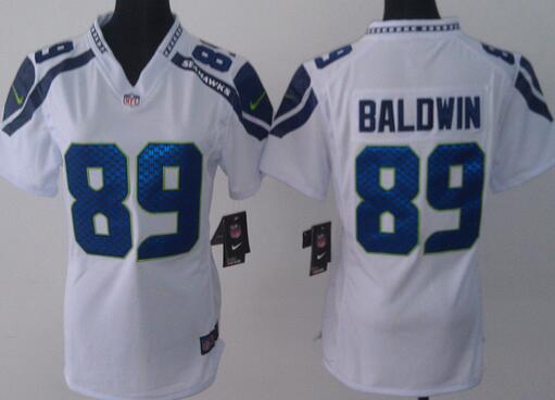 nike Seattle Seahawks  89 baldwin white women football Jerseys