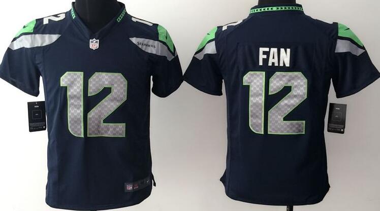 nike Seattle Seahawks 12 th Fan blue kids youth football Jerseys