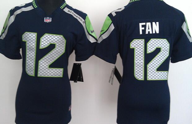 nike Seattle Seahawks 12 th Fan blue women football Jerseys