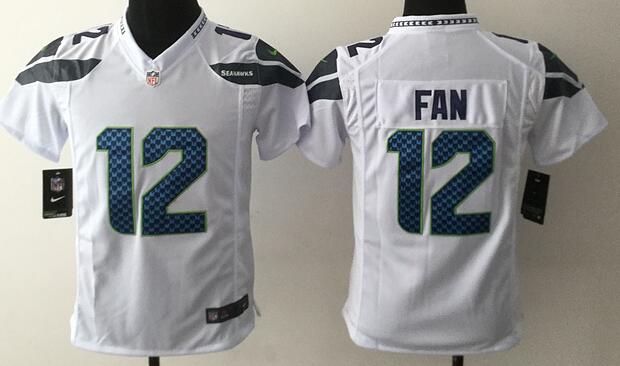 nike Seattle Seahawks 12 th Fan white kids youth football Jerseys