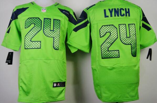 nike Seattle Seahawks 24 Marshawn Lynch  Green Stitched Nike Elite NFL Jersey