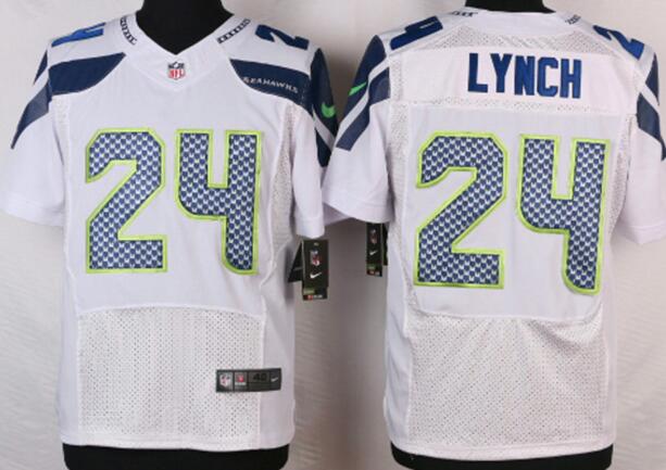 nike Seattle Seahawks 24 Marshawn Lynch White NFL elite Jerseys