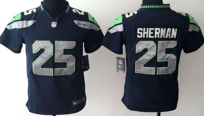 nike Seattle Seahawks 25 Richard Sherman blue kids youth football Jerseys