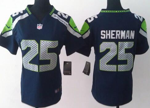 nike Seattle Seahawks 25 Richard Sherman blue women football Jerseys