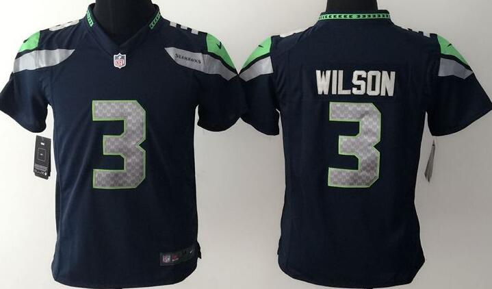 nike Seattle Seahawks 3 Russell Wilson blue kids youth football Jerseys