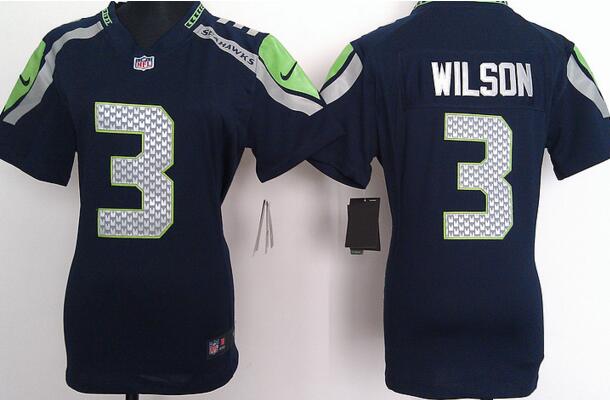 nike Seattle Seahawks 3 Russell Wilson blue women football Jerseys