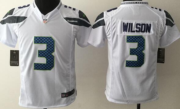 nike Seattle Seahawks 3 Russell Wilson white kids youth football Jerseys