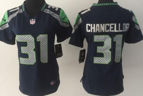 nike Seattle Seahawks 31 Kam Chancellor blue women football Jerseys