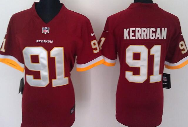 nike Washington Red Skins 91 Kerrigan red women football Jerseys