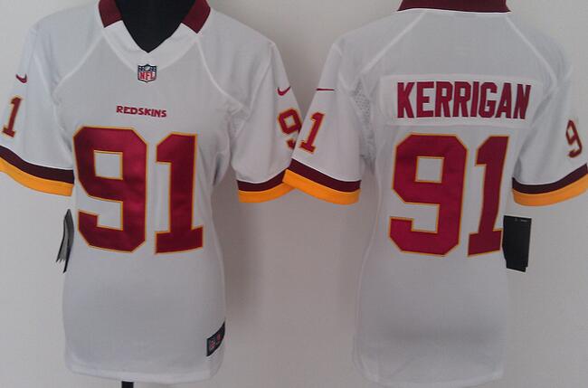 nike Washington Red Skins 91 Kerrigan white women football Jerseys