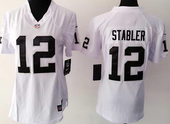 nike oakland raiders 12 stabler white women football Jerseys