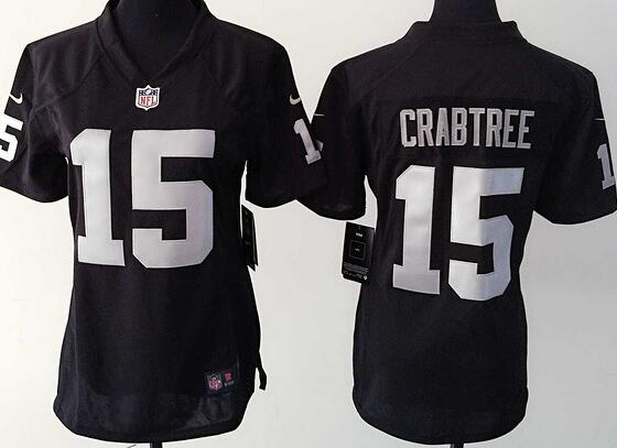 nike oakland raiders 15 Crabtree black women football Jerseys