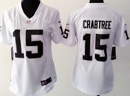 nike oakland raiders 15 Crabtree white women football Jerseys