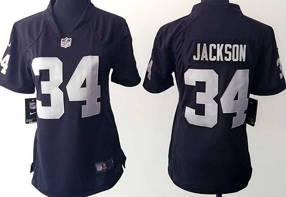 nike oakland raiders 34 Bo Jackson black women football Jerseys