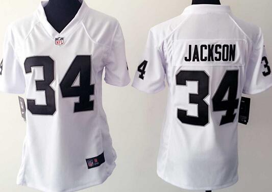 nike oakland raiders 34 Bo Jackson white women football Jerseys