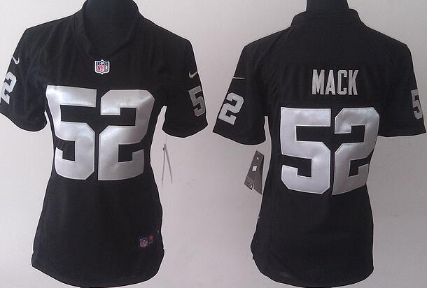 nike oakland raiders 52 Khalil Mack black women football Jerseys