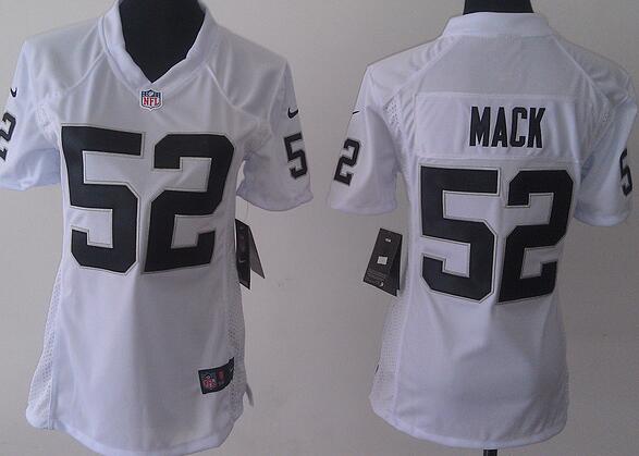 nike oakland raiders 52 Khalil Mack white women football Jerseys