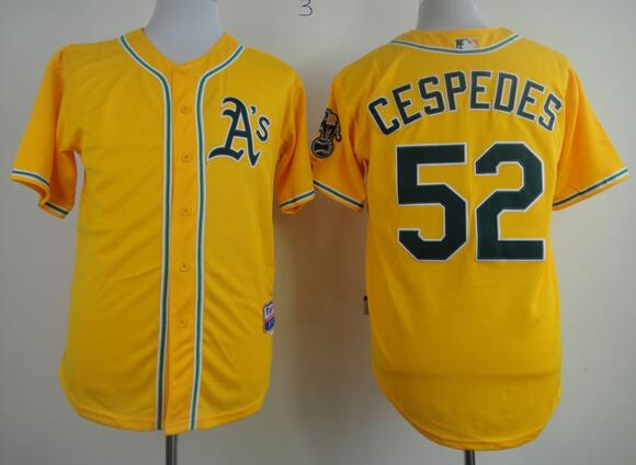 oakland athletics 52 yoenis cespedes yellow men baseball mlb jerseys