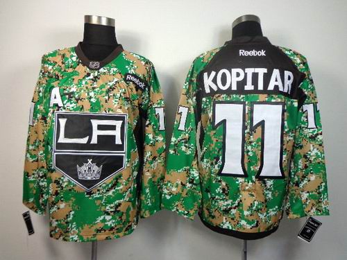 reebok Los Angeles Kings 11 Anze Kopitar Green camo men nhl ice hockey  jerseys