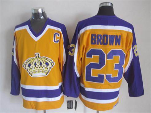 reebok Los Angeles Kings 23 Dustin Brown Yellow men nhl ice hockey  jerseys C patch