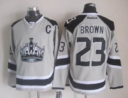 reebok Los Angeles Kings 23 Dustin Brown gray men nhl ice hockey  jerseys