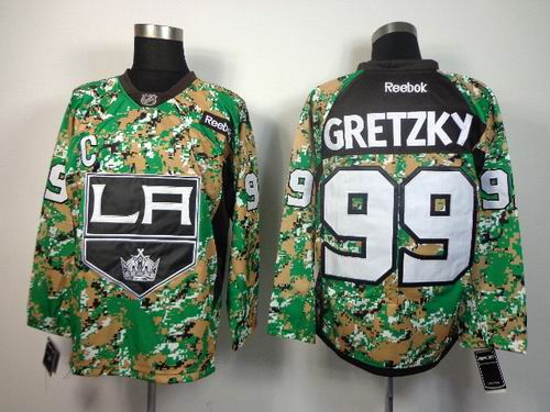 reebok Los Angeles Kings 99 GRETZKY green camo men nhl ice hockey  jerseys