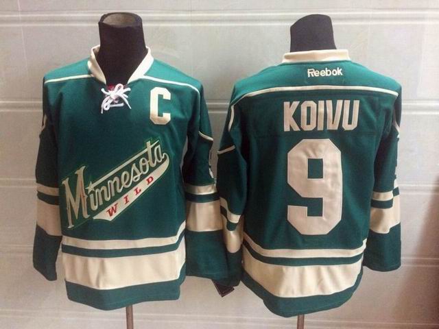 reebok Minnesota Wild Mikko Koivu 9 green nhl ice hockey  jerseys C patch