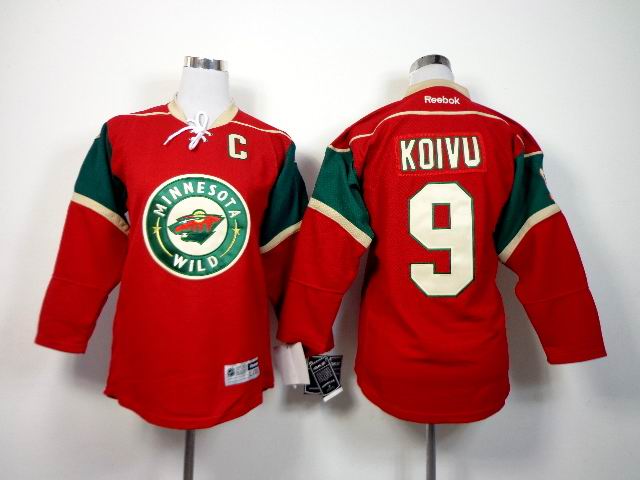 reebok Minnesota Wild Mikko Koivu 9 red nhl ice hockey  jerseys