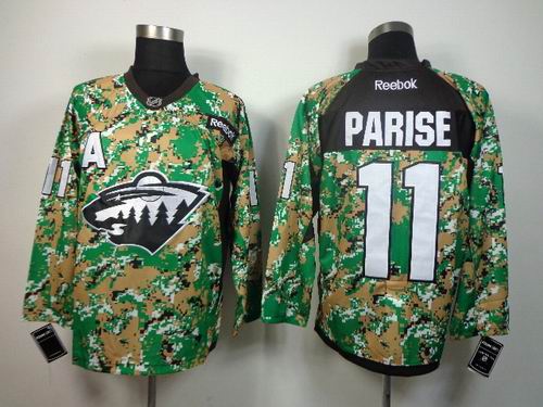 reebok Minnesota Wild Zach Parise 11 Green camo nhl ice hockey  jerseys