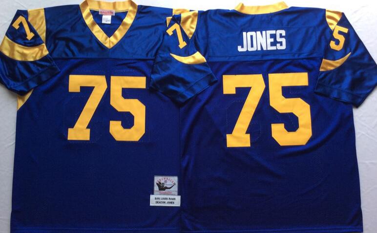 san louis rams Blue 75 jones MEN Throwback blue nfl Jersey