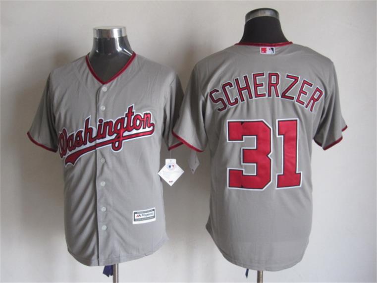 washington nationals 31 Max Scherzer gray majestic baseball jersey