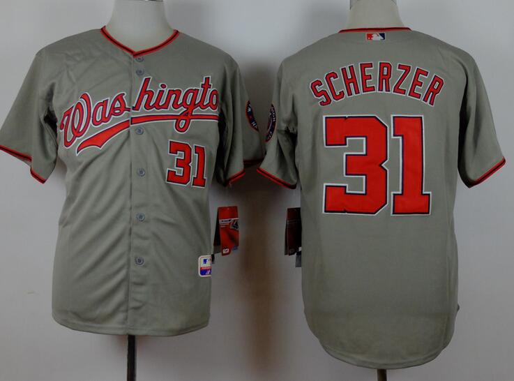 washington nationals 31 Max Scherzer gray men baseball MLB Jersey