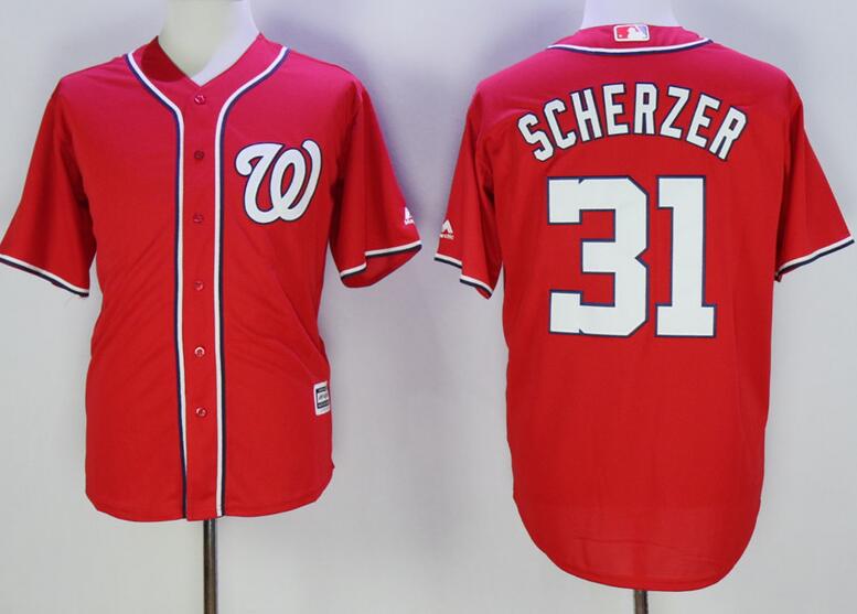 washington nationals 31 Max Scherzer red majestic baseball jersey