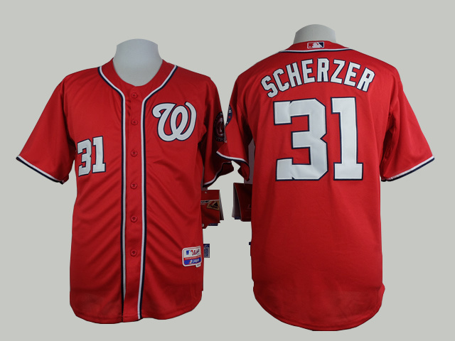washington nationals 31 Max Scherzer red men baseball MLB Jersey