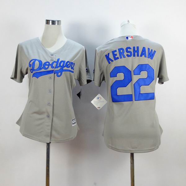 women Los Angeles Dodgers #22 Clayton Kershaw gray majestic baseball Jerseys