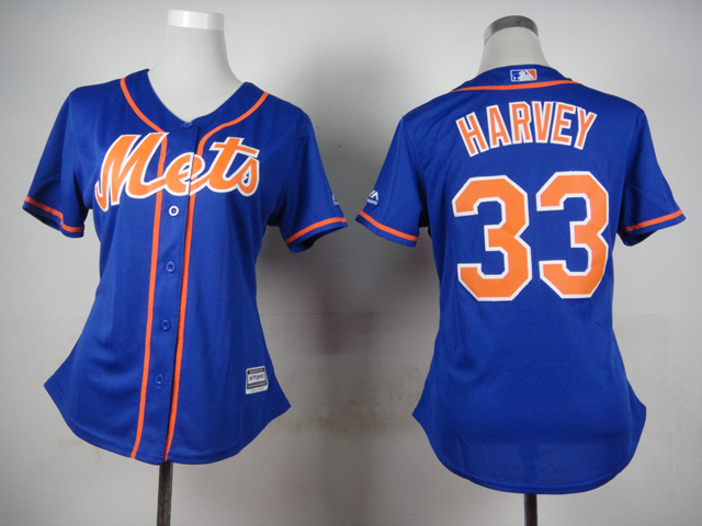 women New York Mets #33 Matt Harvey Blue MLB Jerseys