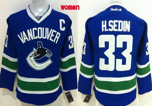 women Vancouver Canucks #33 Henrik Sedin blue nhl jerseys