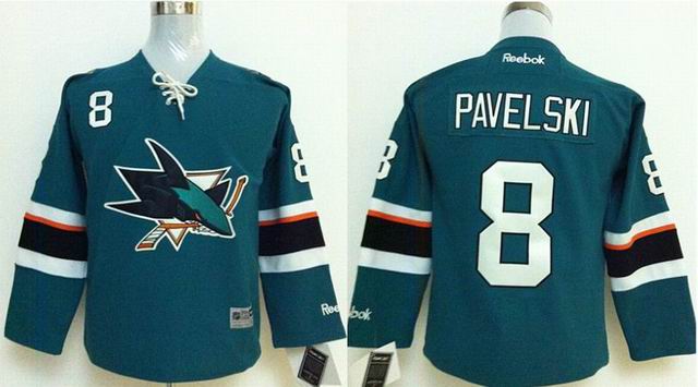 youth San Jose Sharks 8 Joe Pavelski green hockey jerseys