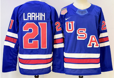 Men's USA #21 Dylan Larkin Royal 2025-2026 Stitched Jersey Men's USA #21 Dylan Larkin Royal 2025-2026 Stitched Jersey