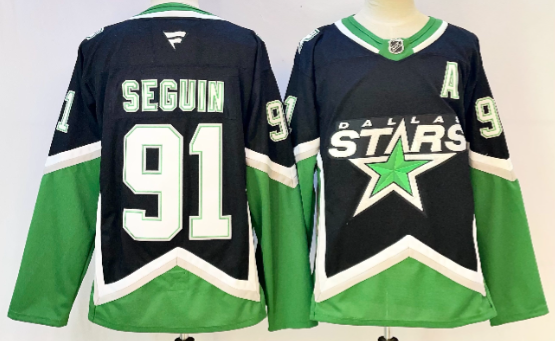 Men's Dallas Stars #91 Tyler Seguin Black 2025-26 Alternate Stitched Hockey Jersey
