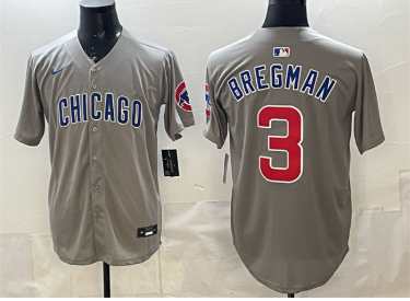 Men's Chicago Cubs #3 Alex Bregman Grey Limited Stitched Baseball Jersey