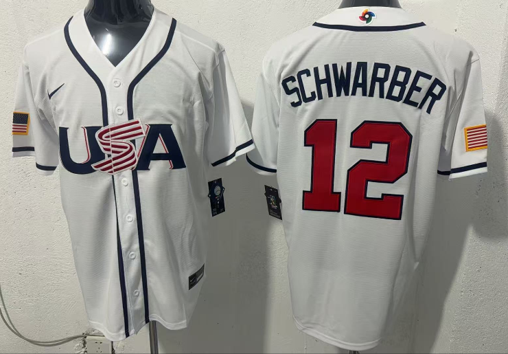 USA Baseball Kyle Schwarber #12 Nike 2026 World Baseball Classic Stadium Jersey