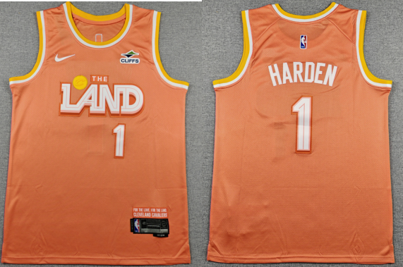 Men's Cleveland Cavaliers #1 James Harden Orange 2025-26 City Edition Stitched Basketball Jersey Men's Cleveland Cavaliers #1 James Harden Orange 2025-26 City Edition Stitched Basketball Jersey